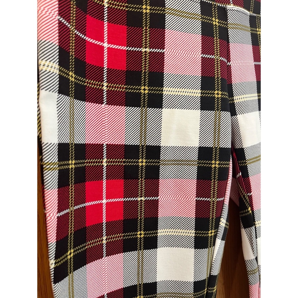Edgy Contemporary Preppy RedWhitePlaid Slim-Sation ByMultiples Pull On Legging S - Picture 3 of 7